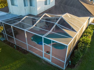 Aerial view of pool cage