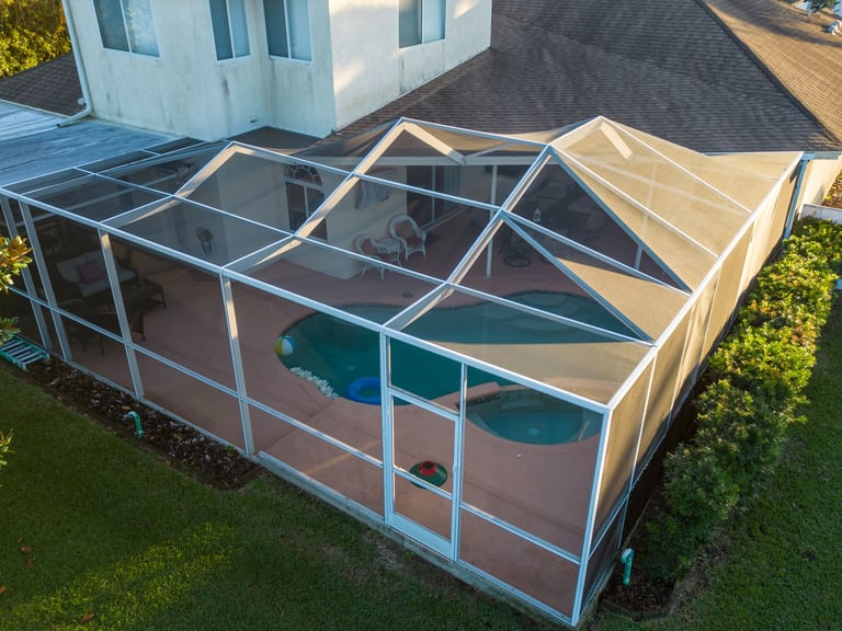 Restored pool cage with new screens