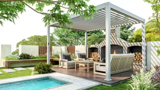 Modern pergola in garden